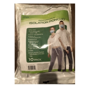 New MiLife Clear Disposable Isolation Ponchos - Pack of 10 - One Size Fits All